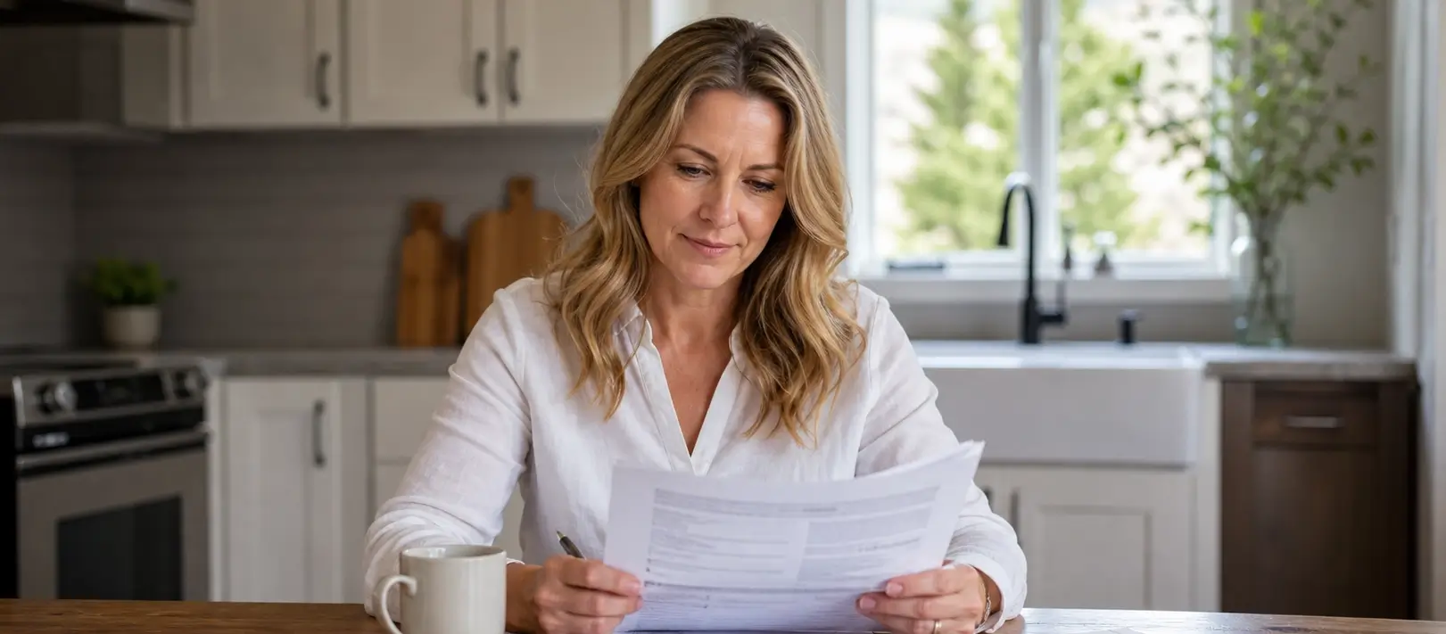 homeowner reviewing her utah home insurance policy